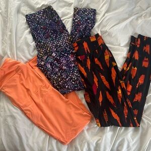 LuLaRoe Women's Leggings Set - Orange, Black, Purple